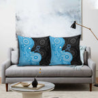 Australia Autism Awareness Month Pillow Cover Indigenous Lizard With Blue Ribbon - Aussie Hoodie