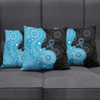 Australia Autism Awareness Month Pillow Cover Indigenous Lizard With Blue Ribbon - Aussie Hoodie