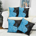 Australia Autism Awareness Month Pillow Cover Indigenous Lizard With Blue Ribbon - Aussie Hoodie