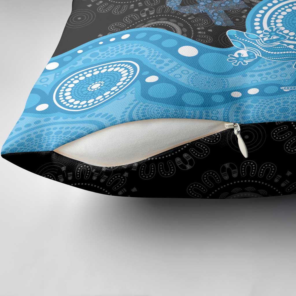 Australia Autism Awareness Month Pillow Cover Indigenous Lizard With Blue Ribbon - Aussie Hoodie