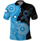 Australia Autism Awareness Month Polo Shirt Indigenous Lizard With Blue Ribbon - Aussie Hoodie