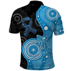 Australia Autism Awareness Month Polo Shirt Indigenous Lizard With Blue Ribbon - Aussie Hoodie
