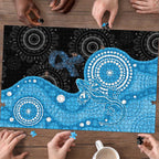 Australia Autism Awareness Month Puzzle Indigenous Lizard With Blue Ribbon - Aussie Hoodie