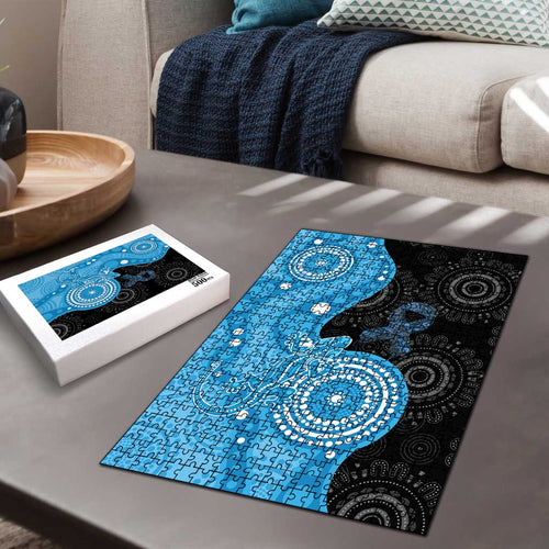 Australia Autism Awareness Month Puzzle Indigenous Lizard With Blue Ribbon - Aussie Hoodie