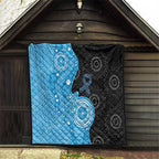 Australia Autism Awareness Month Quilt Indigenous Lizard With Blue Ribbon - Aussie Hoodie