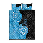 Australia Autism Awareness Month Quilt Bed Set Indigenous Lizard With Blue Ribbon - Aussie Hoodie