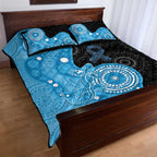 Australia Autism Awareness Month Quilt Bed Set Indigenous Lizard With Blue Ribbon - Aussie Hoodie