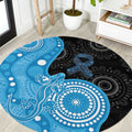 Australia Autism Awareness Month Round Carpet Indigenous Lizard With Blue Ribbon - Aussie Hoodie