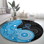 Australia Autism Awareness Month Round Carpet Indigenous Lizard With Blue Ribbon - Aussie Hoodie