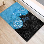 Australia Autism Awareness Month Rubber Doormat Indigenous Lizard With Blue Ribbon - Aussie Hoodie