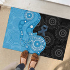 Australia Autism Awareness Month Rubber Doormat Indigenous Lizard With Blue Ribbon - Aussie Hoodie