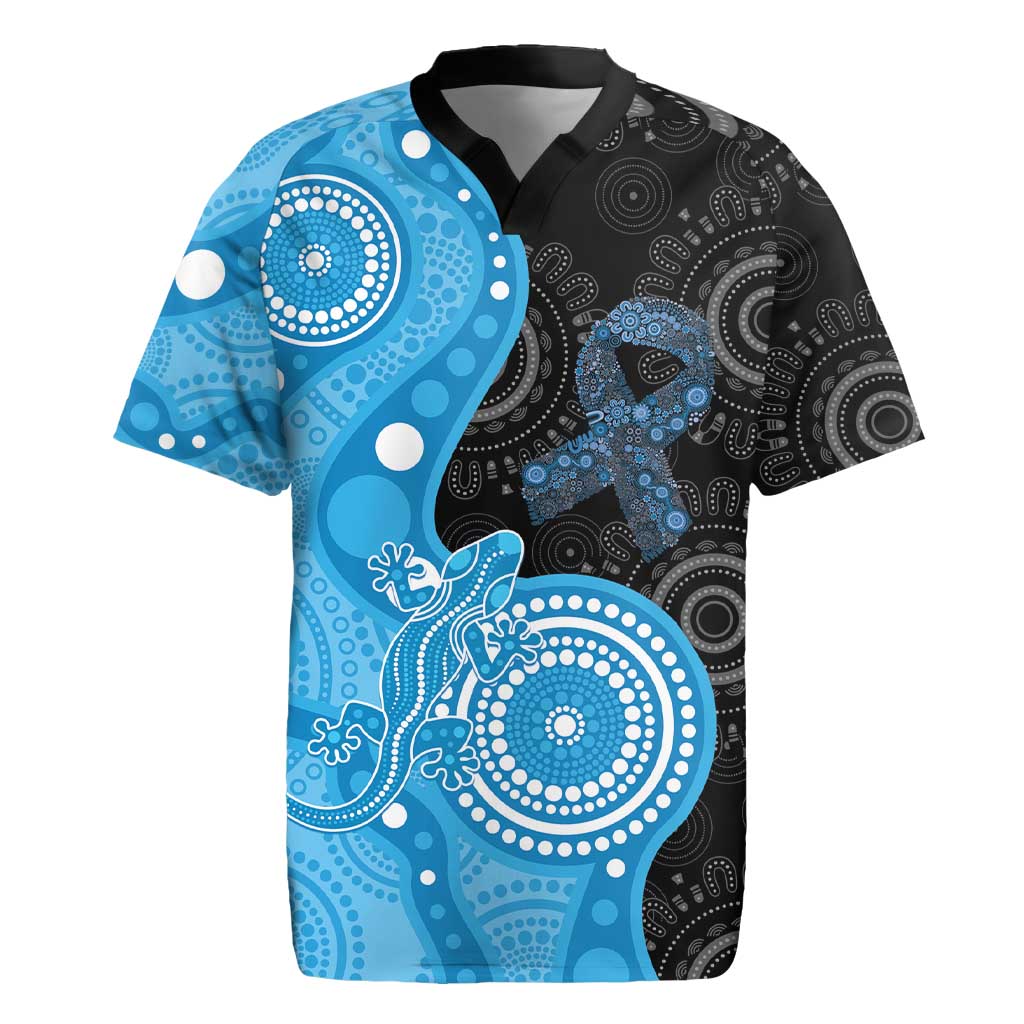 Australia Autism Awareness Month Rugby Jersey Indigenous Lizard With Blue Ribbon - Aussie Hoodie