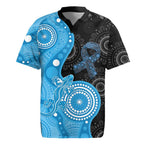 Australia Autism Awareness Month Rugby Jersey Indigenous Lizard With Blue Ribbon - Aussie Hoodie