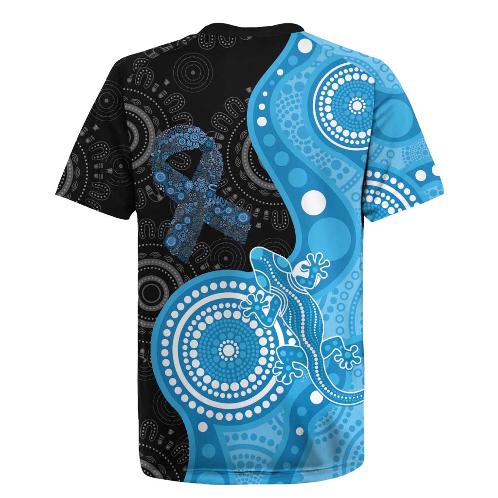 Australia Autism Awareness Month Rugby Jersey Indigenous Lizard With Blue Ribbon - Aussie Hoodie