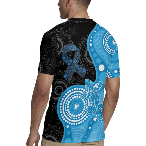 Australia Autism Awareness Month Rugby Jersey Indigenous Lizard With Blue Ribbon - Aussie Hoodie
