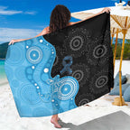 Australia Autism Awareness Month Sarong Indigenous Lizard With Blue Ribbon - Aussie Hoodie