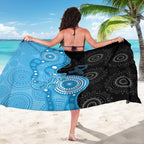 Australia Autism Awareness Month Sarong Indigenous Lizard With Blue Ribbon - Aussie Hoodie