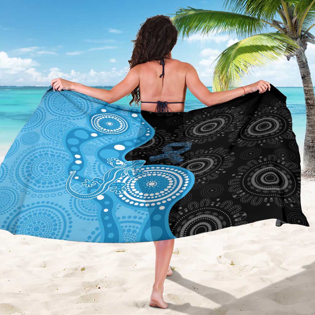 Australia Autism Awareness Month Sarong Indigenous Lizard With Blue Ribbon - Aussie Hoodie