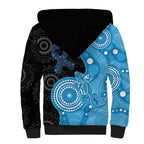 Australia Autism Awareness Month Sherpa Hoodie Indigenous Lizard With Blue Ribbon - Aussie Hoodie