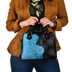 Australia Autism Awareness Month Shoulder Handbag Indigenous Lizard With Blue Ribbon - Aussie Hoodie