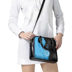 Australia Autism Awareness Month Shoulder Handbag Indigenous Lizard With Blue Ribbon - Aussie Hoodie