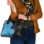 Australia Autism Awareness Month Shoulder Handbag Indigenous Lizard With Blue Ribbon - Aussie Hoodie