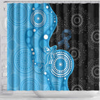 Australia Autism Awareness Month Shower Curtain Indigenous Lizard With Blue Ribbon - Aussie Hoodie