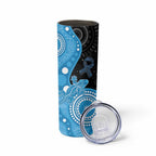 Australia Autism Awareness Month Skinny Tumbler Indigenous Lizard With Blue Ribbon - Aussie Hoodie