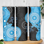 Australia Autism Awareness Month Skinny Tumbler Indigenous Lizard With Blue Ribbon - Aussie Hoodie