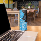 Australia Autism Awareness Month Skinny Tumbler Indigenous Lizard With Blue Ribbon - Aussie Hoodie
