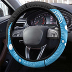 Australia Autism Awareness Month Steering Wheel Cover Indigenous Lizard With Blue Ribbon - Aussie Hoodie