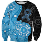 Australia Autism Awareness Month Sweatshirt Indigenous Lizard With Blue Ribbon - Aussie Hoodie