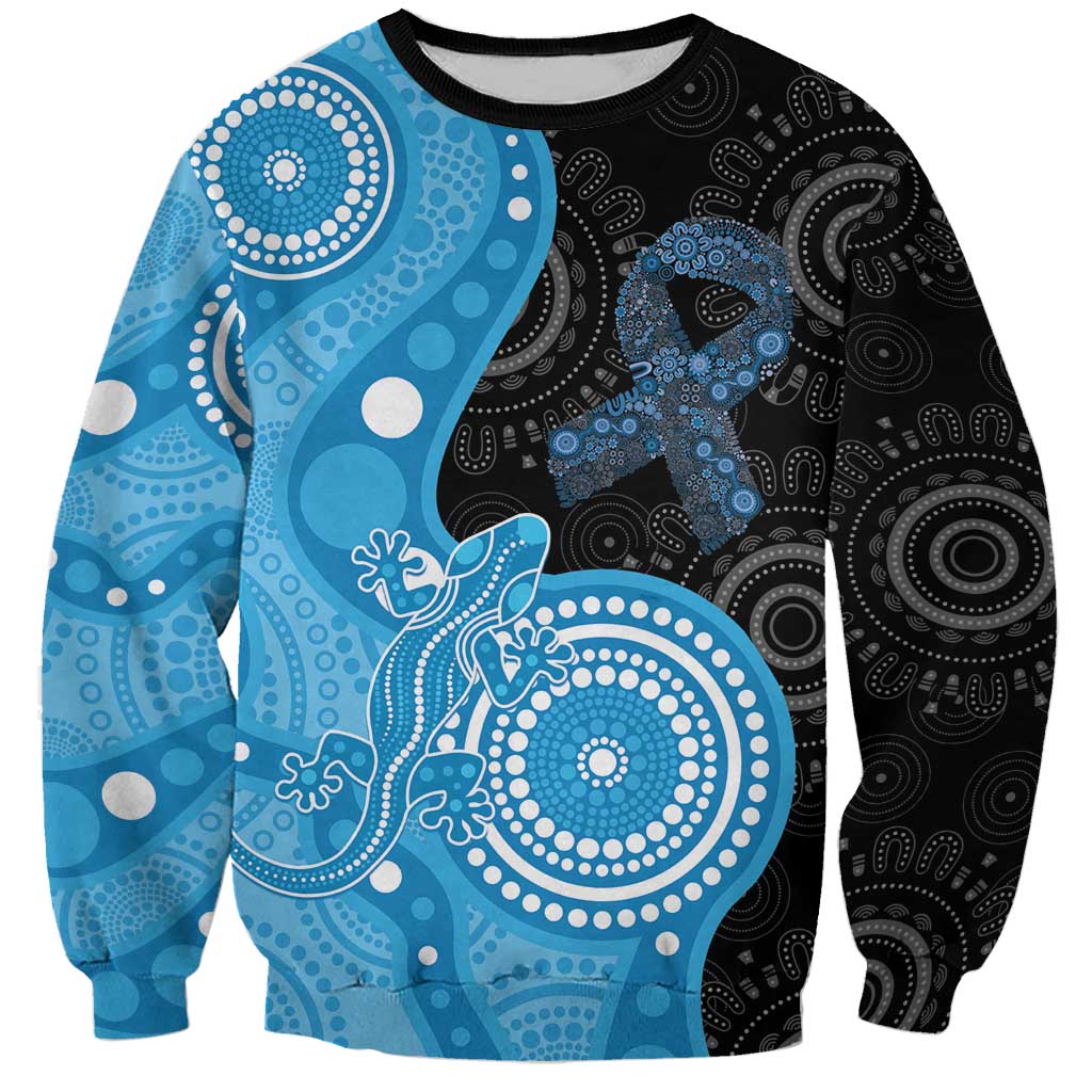 Australia Autism Awareness Month Sweatshirt Indigenous Lizard With Blue Ribbon - Aussie Hoodie