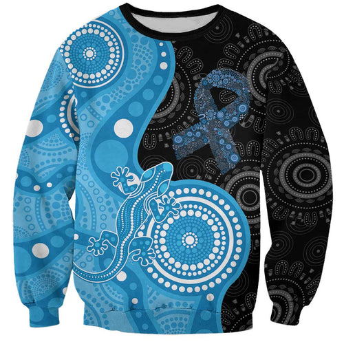 Australia Autism Awareness Month Sweatshirt Indigenous Lizard With Blue Ribbon - Aussie Hoodie