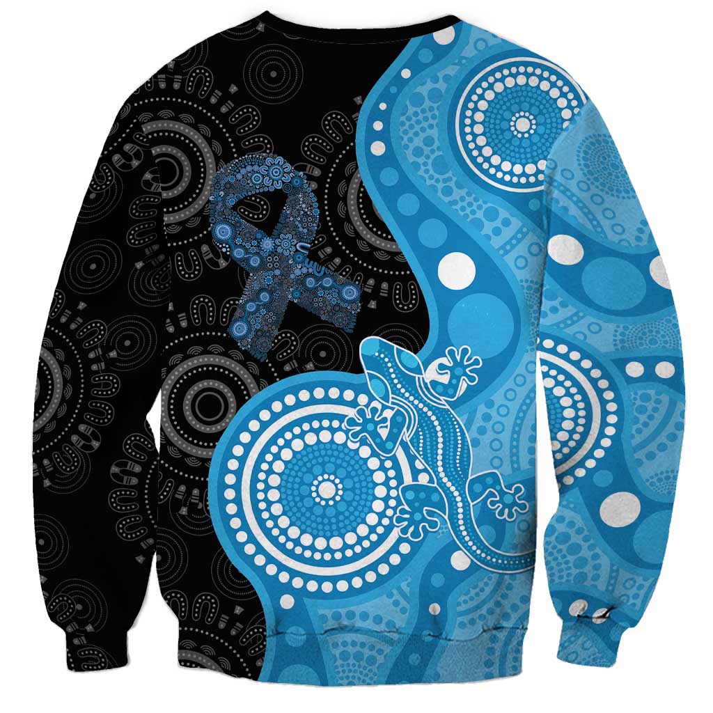Australia Autism Awareness Month Sweatshirt Indigenous Lizard With Blue Ribbon - Aussie Hoodie