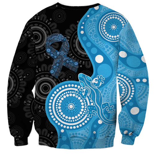 Australia Autism Awareness Month Sweatshirt Indigenous Lizard With Blue Ribbon - Aussie Hoodie