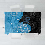Australia Autism Awareness Month Tablecloth Indigenous Lizard With Blue Ribbon - Aussie Hoodie