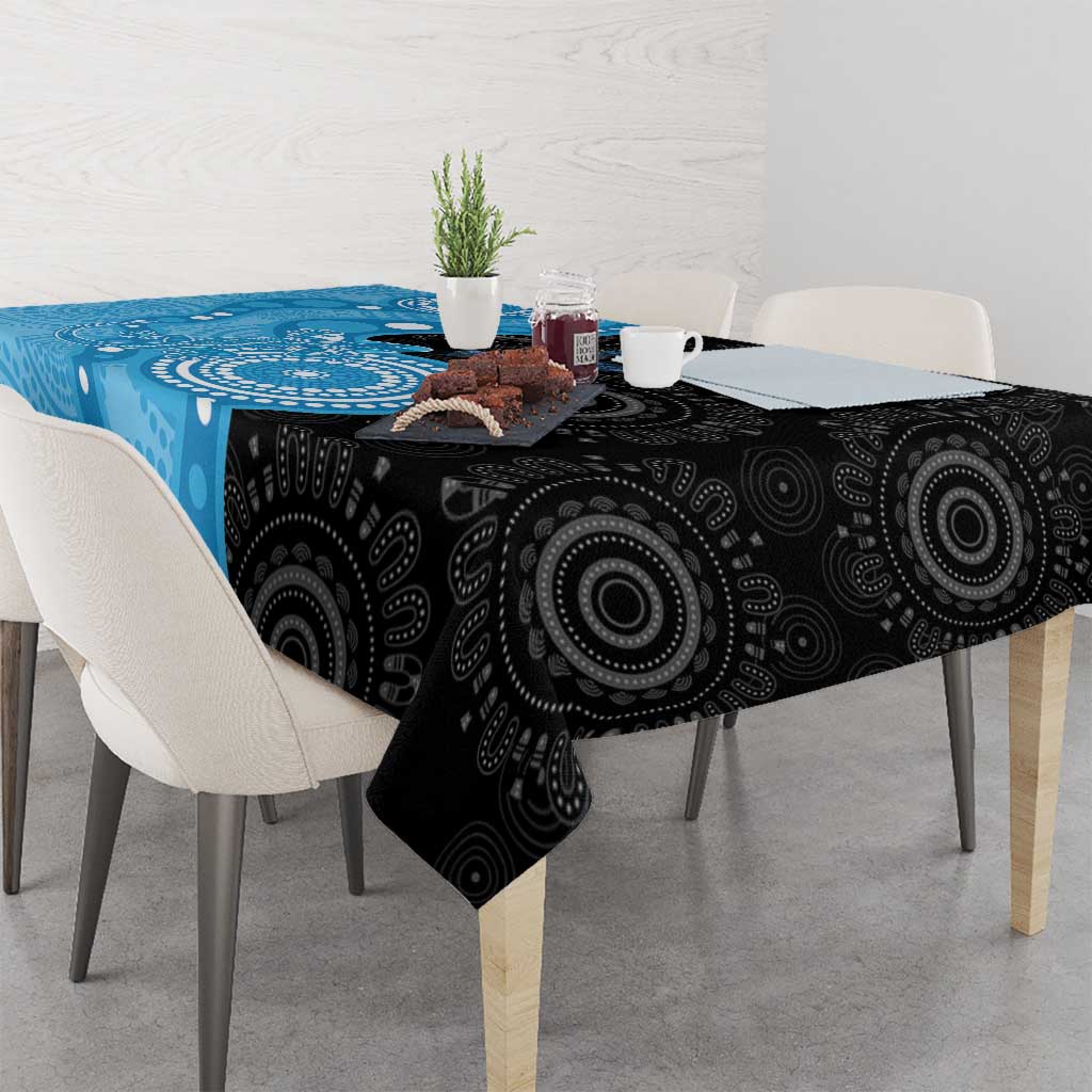 Australia Autism Awareness Month Tablecloth Indigenous Lizard With Blue Ribbon - Aussie Hoodie