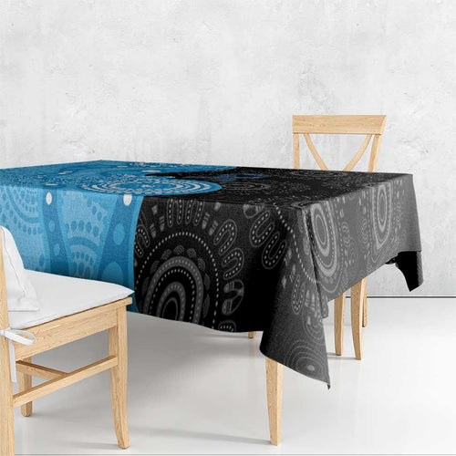 Australia Autism Awareness Month Tablecloth Indigenous Lizard With Blue Ribbon - Aussie Hoodie