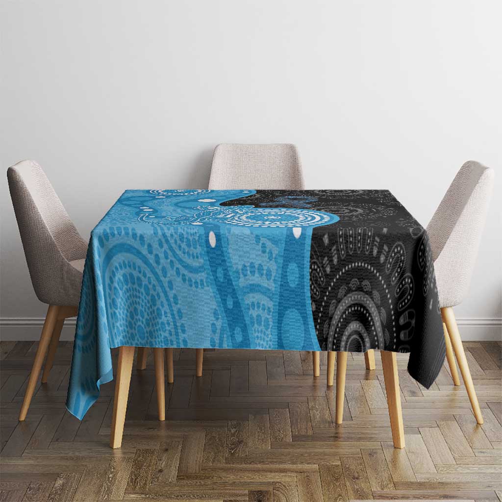 Australia Autism Awareness Month Tablecloth Indigenous Lizard With Blue Ribbon - Aussie Hoodie