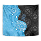 Australia Autism Awareness Month Tapestry Indigenous Lizard With Blue Ribbon - Aussie Hoodie