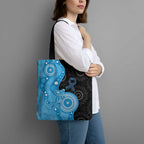 Australia Autism Awareness Month Tote Bag Indigenous Lizard With Blue Ribbon - Aussie Hoodie