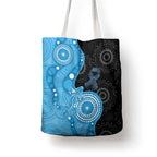 Australia Autism Awareness Month Tote Bag Indigenous Lizard With Blue Ribbon - Aussie Hoodie