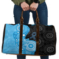 Australia Autism Awareness Month Travel Bag Indigenous Lizard With Blue Ribbon - Aussie Hoodie