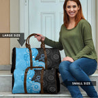 Australia Autism Awareness Month Travel Bag Indigenous Lizard With Blue Ribbon - Aussie Hoodie