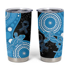 Australia Autism Awareness Month Tumbler Cup Indigenous Lizard With Blue Ribbon - Aussie Hoodie