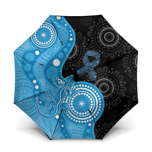 Australia Autism Awareness Month Umbrella Indigenous Lizard With Blue Ribbon - Aussie Hoodie