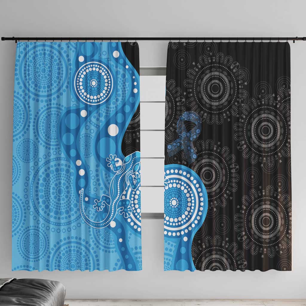 Australia Autism Awareness Month Window Curtain Indigenous Lizard With Blue Ribbon - Aussie Hoodie