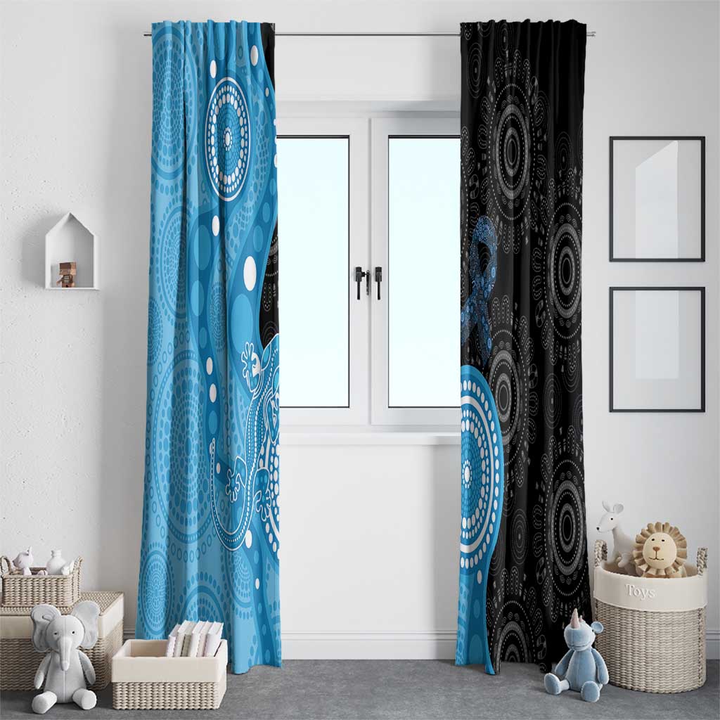 Australia Autism Awareness Month Window Curtain Indigenous Lizard With Blue Ribbon - Aussie Hoodie