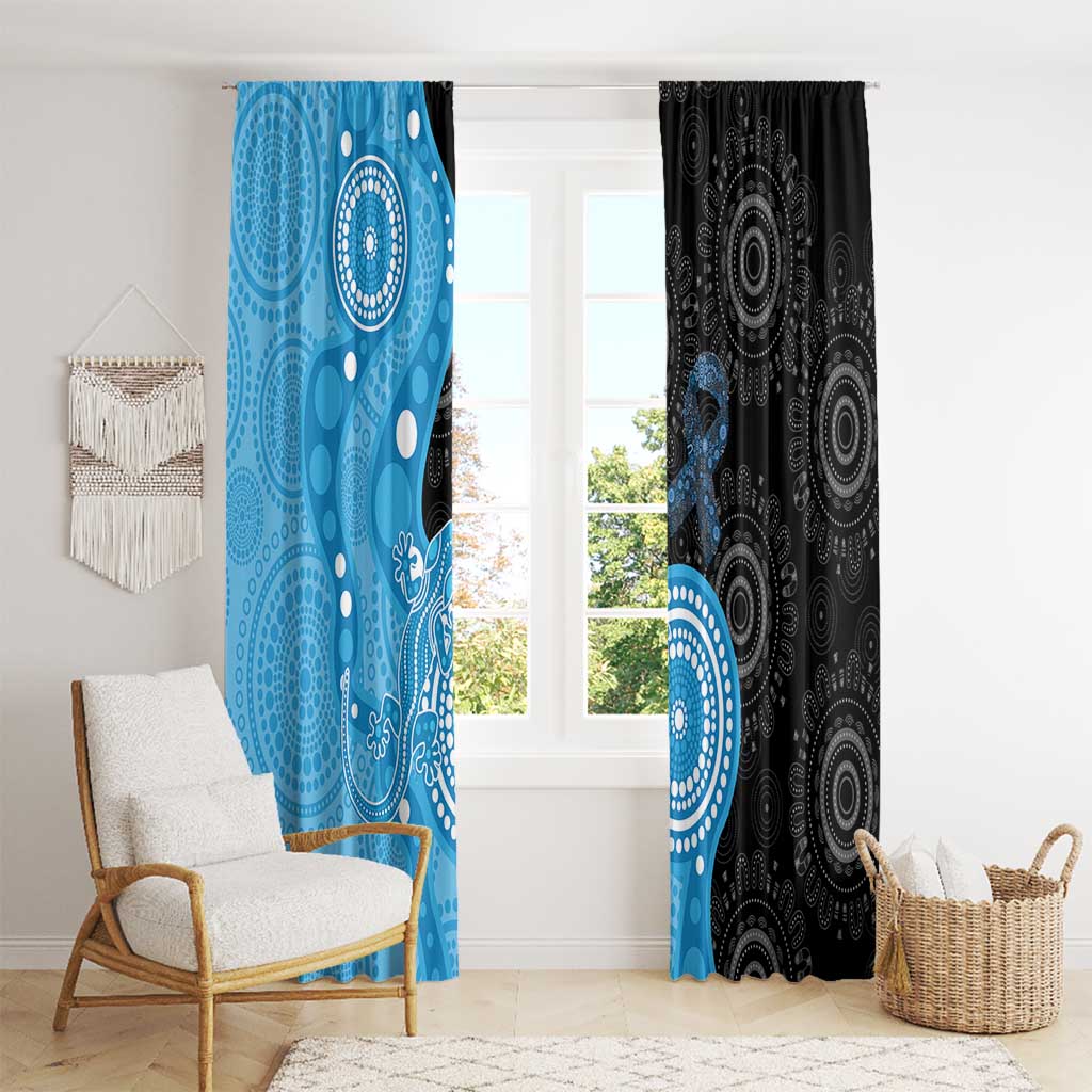 Australia Autism Awareness Month Window Curtain Indigenous Lizard With Blue Ribbon - Aussie Hoodie